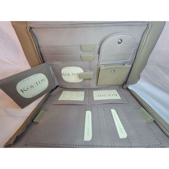 Koltov Collections Beige Organized Handbag Faux Leather Double Handles - Picture 4 of 7